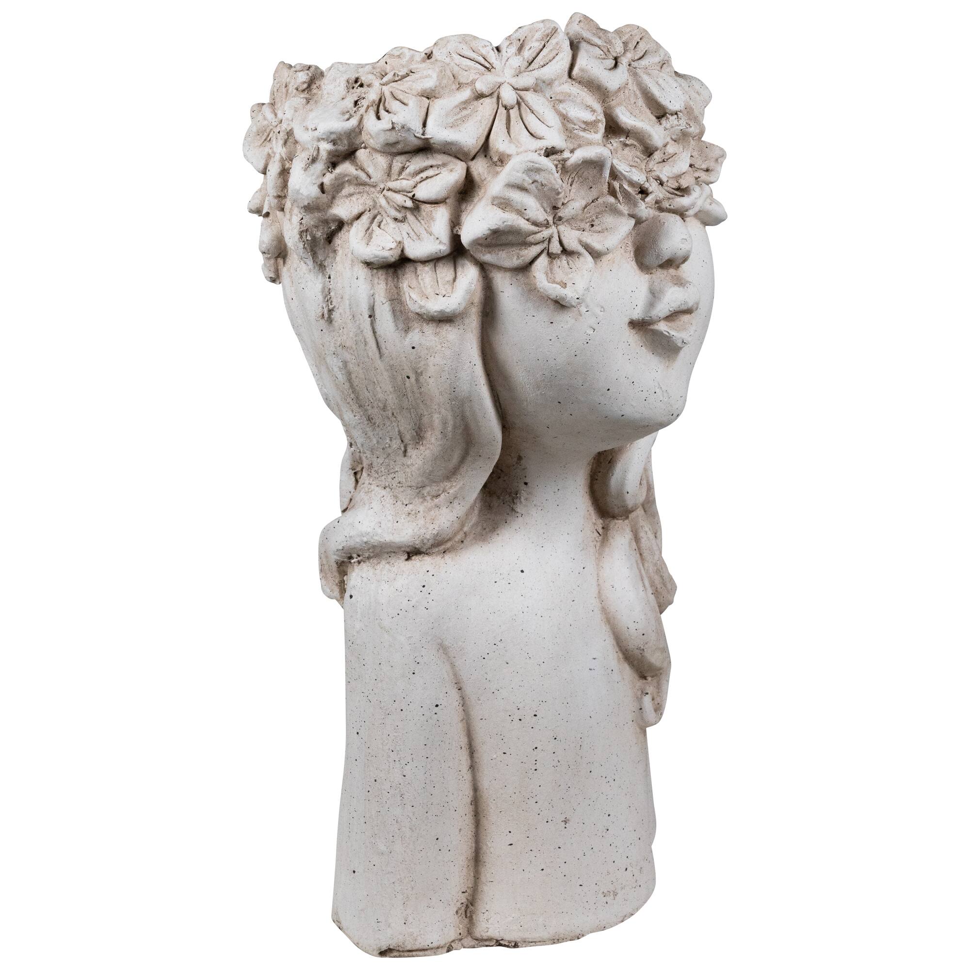 Lady Head with Flowers Outdoor Garden Planter - 16.5"